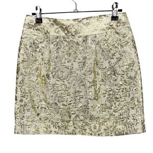 Johnnie B Skirt Womens 26 Gold Metallic Shimmer Jacquard Mini